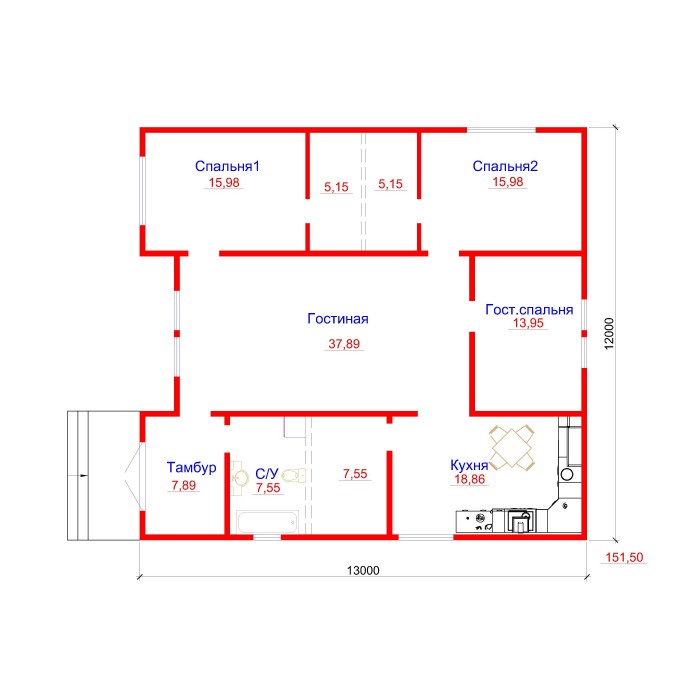 Дом премиум класса из сендвич панелий общей площадью 151,5 м2, высотой потолка 2,85 метра